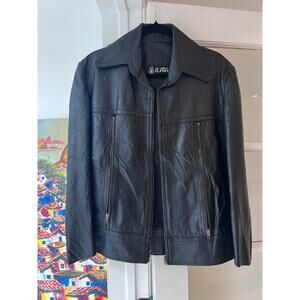 El Trebol Vintage Black Leather Jacket